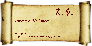 Kanter Vilmos névjegykártya